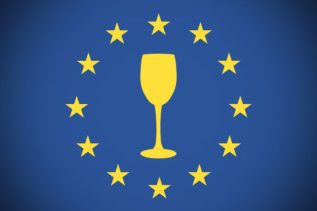 EU flag wine glass