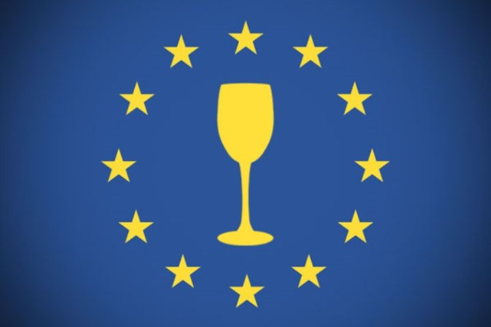 EU flag wine glass