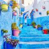 Morocco street blue stairs