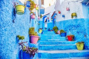 Morocco street blue stairs