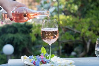 glass of rose wine