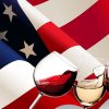 us flag with 3 wine glasses