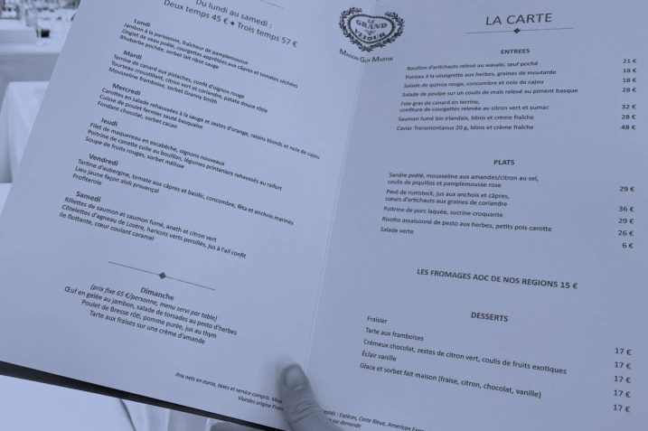 michelin restaurant menu